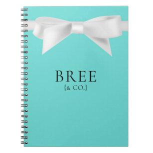 Audrey Teal White Bow Modern Glam Hochzeit Braut- Notizblock