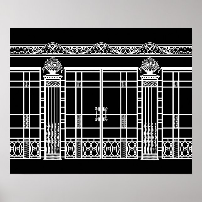 AUDREY'S ART DECO IRONWORK: WEISS AUF SCHWARZ POSTER (Vorne)