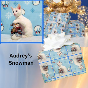 Audrey's Snowman - Katze / Kitten Wrapping Paper Geschenkpapier