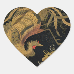 Audsley Mythischer Howo-Vogel: 1884 Japanischer Ph Herz-Aufkleber