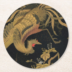 Audsley Mythischer Howo-Vogel: 1884 Japanischer Ph Runder Pappuntersetzer