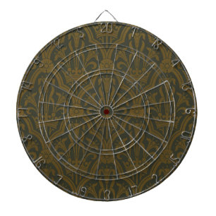 Audsley Vintage Gold Lilie Crown Green Damast Kuns Dartscheibe