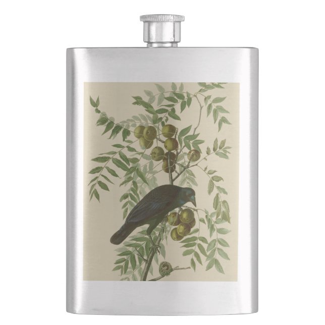 Audubon American Crow Black Bird Flachmann (Vorderseite)
