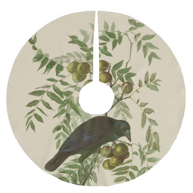 Audubon American Crow Black Bird Polyester Weihnachtsbaumdecke (Vorderseite)