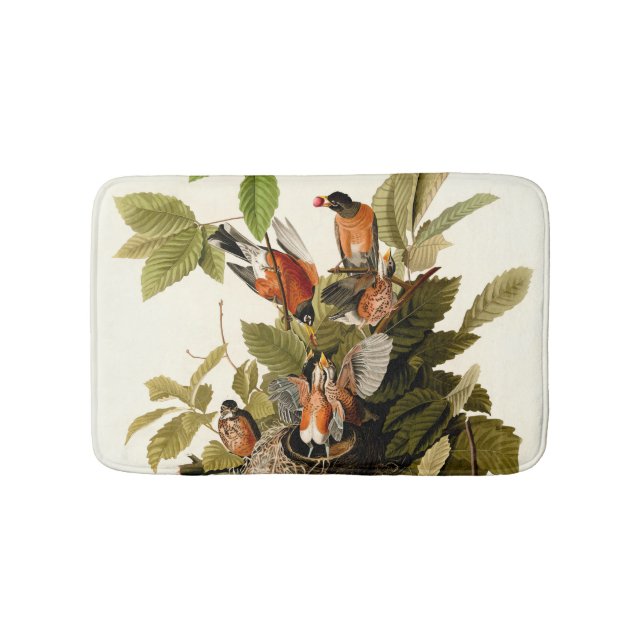 Audubon American Robin Wildlife Bird Illustration Badematte (Vorderseite)