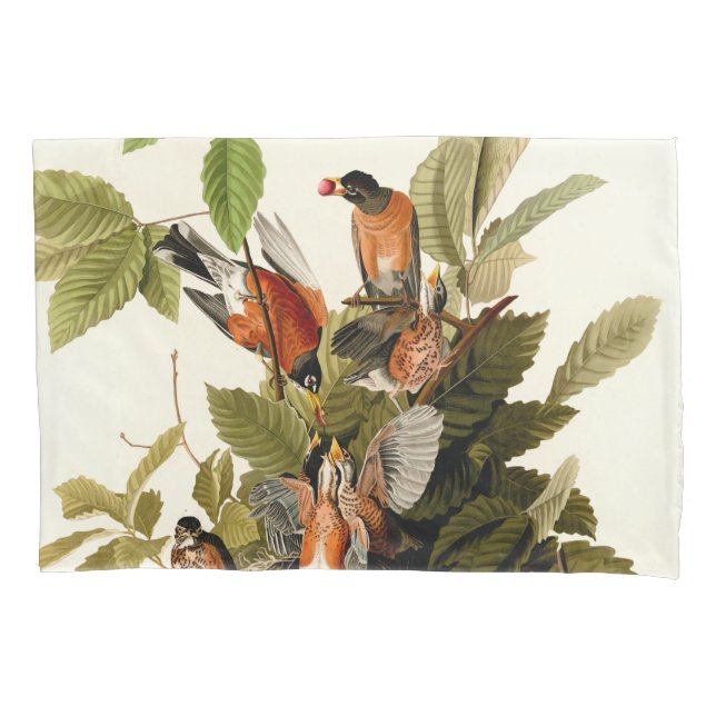 Audubon American Robin Wildlife Bird Illustration Kissenbezug (Vorderseite)