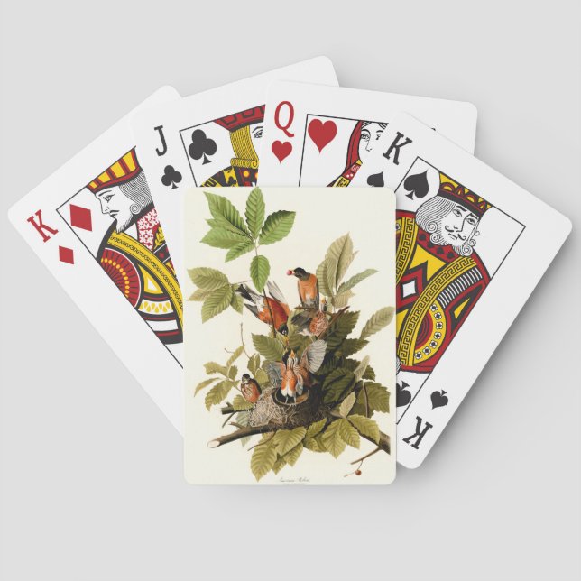 Audubon American Robin Wildlife Bird Illustration Spielkarten (Rückseite)