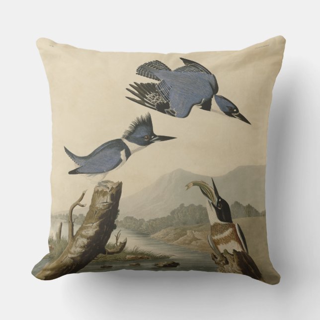 Audubon Belted Kingfisher Wildlife Bird Kissen (Vorderseite)