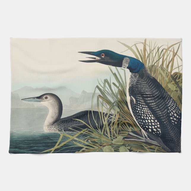 Audubon Bird Loon Diver Classic Geschirrtuch (Horizontal)