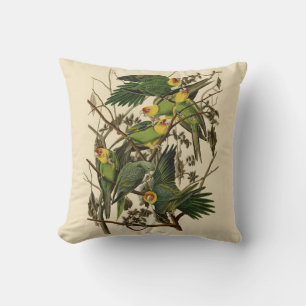 Audubon Carolina Parrot Bird Illustration Kissen