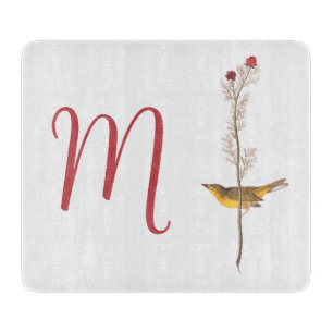 Audubon-Gelbvogel auf Blume mit Monogramm Schneidebrett