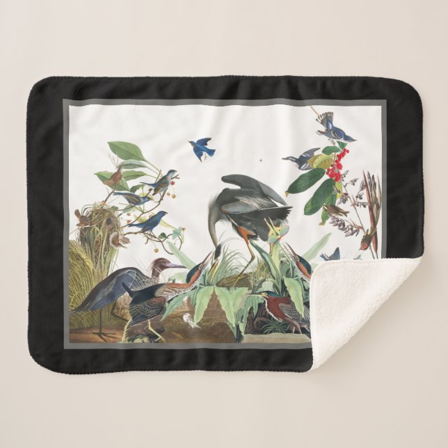 Audubon Great Blue Heron Birds Sherpa Blanka Sherpadecke (Vorderseite (Horizontal))
