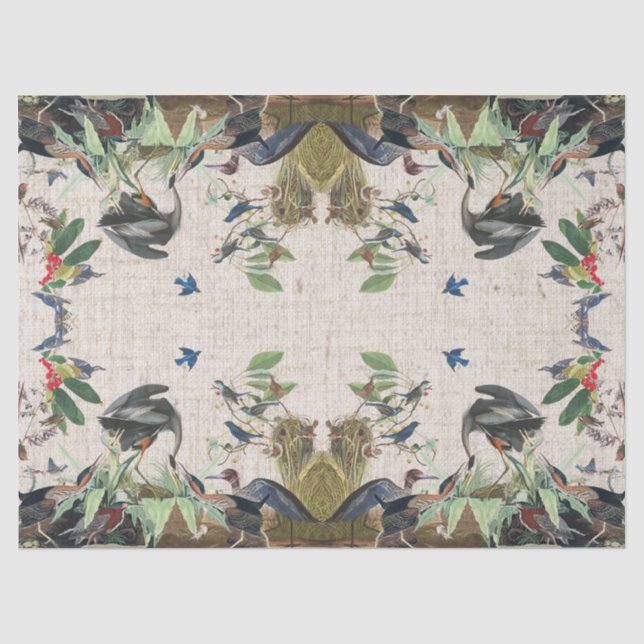 Audubon Heron Birds Collage Wildlife Tissue Paper Seidenpapier (Vorderseite)