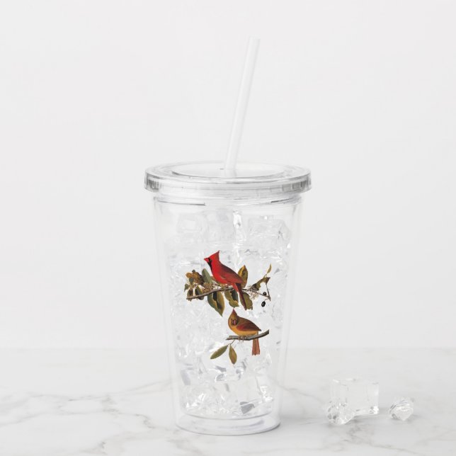 Audubon Kardinal Pair in Wild-Almond-Tree Acryltrinkbecher (Rückseite Ice)
