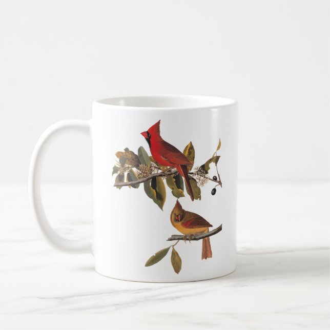 Audubon Kardinal Pair in Wild-Almond-Tree Kaffeetasse (Links)