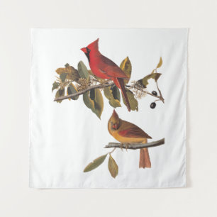 Audubon Kardinalpaar im wilden Mandelbaum Wandteppich