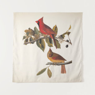 Audubon Kardinalpaar im wilden Mandelbaum Wandteppich