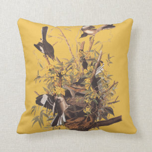 Audubon Mockingbird Family Square Kissen