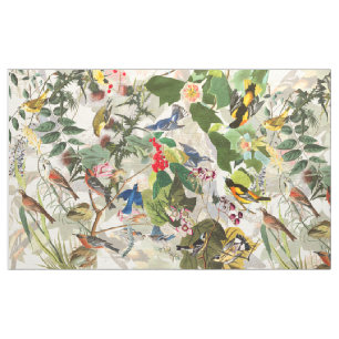 Audubon Oriole viele Vogel-Tier-Blumengewebe Stoff