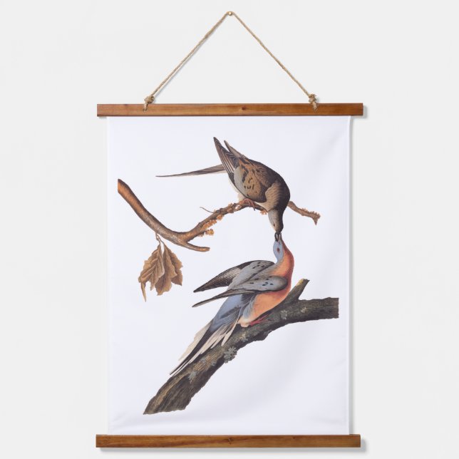 Audubon-Paar Kissing-Passagiertauben Wandteppich Mit Holzrahmen (Vorderseite)