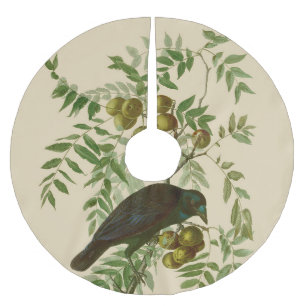 Audubon Purple Grackle Vogel Druck Vintage Botanik Polyester Weihnachtsbaumdecke
