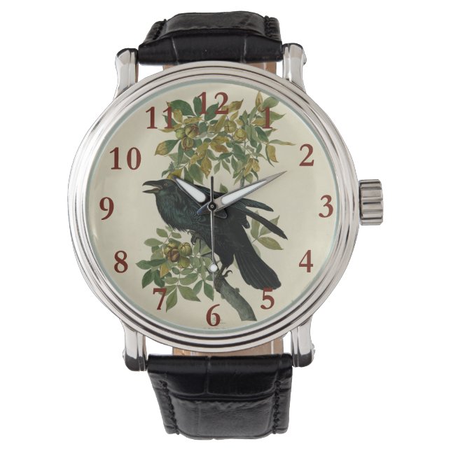 Audubon Raven Bird Classic Artwork Armbanduhr (Vorderseite)