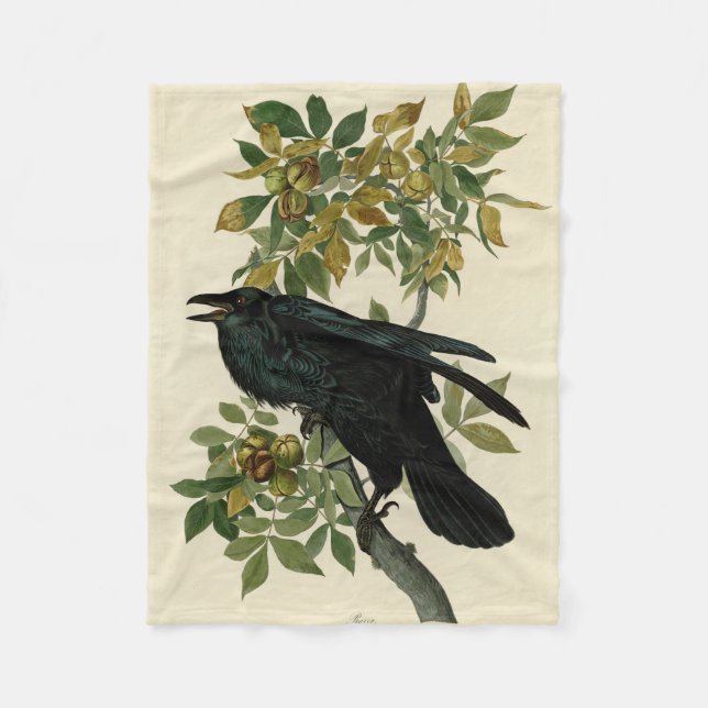 Audubon Raven Bird Classic Artwork Fleecedecke (Vorderseite)
