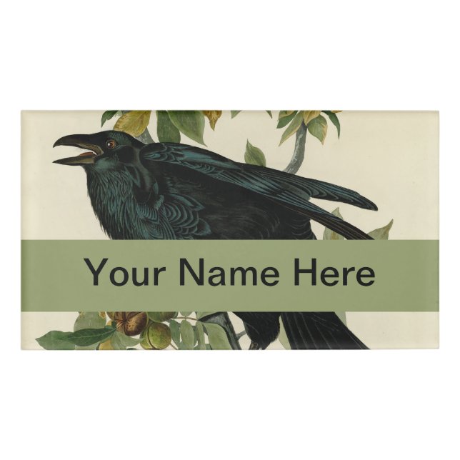 Audubon Raven Bird Classic Artwork Namenschild (Vorderseite)