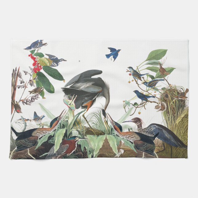 Audubon Reiher-Drossel-Vogel-Geschirrtuch Geschirrtuch (Horizontal)
