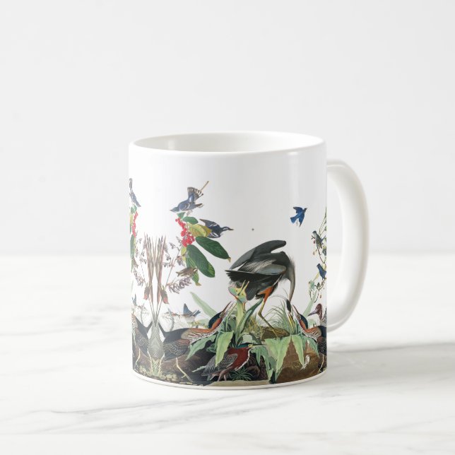 Audubon Reiher-Vogel-Collagen-Tier-Tier-Tasse Kaffeetasse (VorderseiteRechts)
