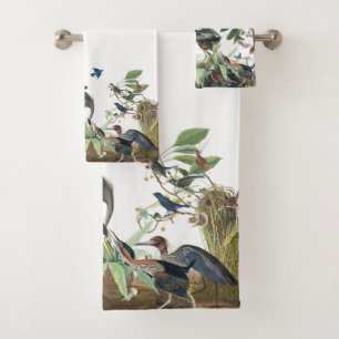 Audubon Reiherloon-Drossel-Vogel-Bad-Tuch-Set Badhandtuch Set