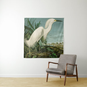 Audubon Schneereiher Weißer Reiher Vogel Vogelbeob Wandteppich