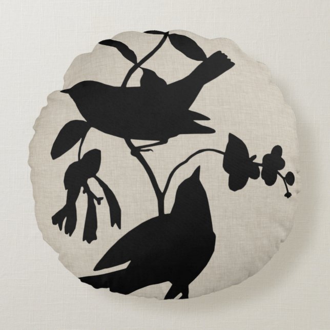 Audubon Silhouette IV Rundes Kissen (Vorderseite)