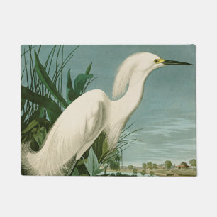Audubon Snowy Heron White Egret Bird Vogelbeobacht Fußmatte