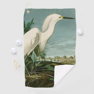 Audubon Snowy Heron White Egret Bird Vogelbeobacht Golfhandtuch