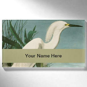 Audubon Snowy Heron White Egret Bird Vogelbeobacht Namenschild