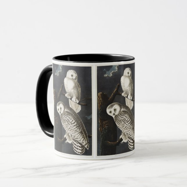 Audubon Snowy Owl Bird Artwork Tasse (Vorderseite Links)