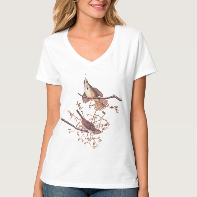 Audubon Song Sparrow mit Tiny Spider T-Shirt (Vorderseite)