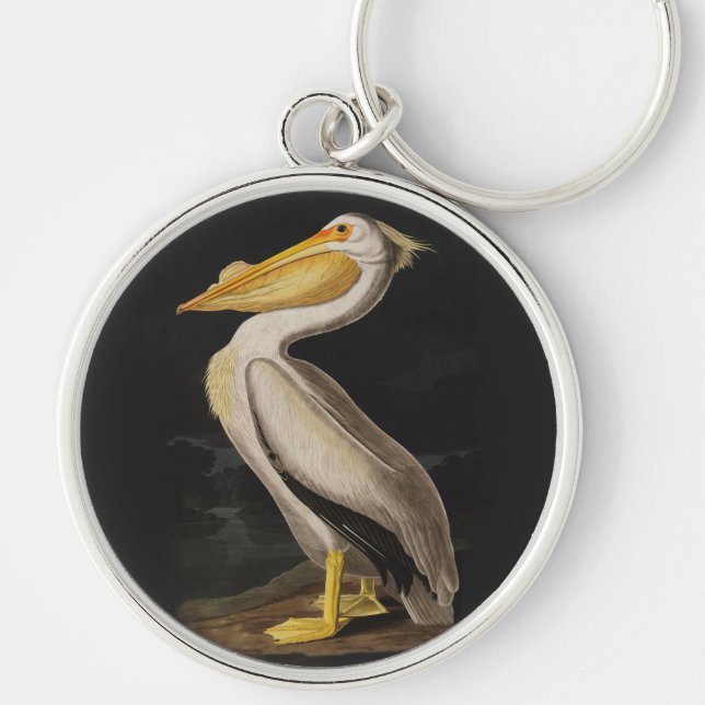 Audubon White Pelican Bird America Schlüsselanhänger (Vorne)