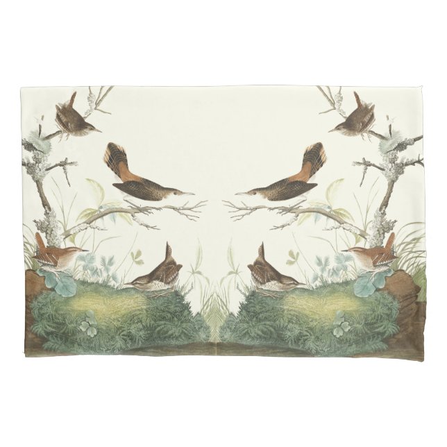 Audubon Zaunkönig-Vogel-Tier-Tier-Kissenbezug Kissenbezug (Vorderseite)