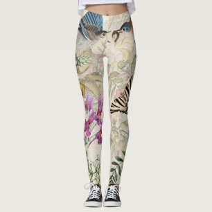 Audubons Drossel-Vogel-Blumenschmetterling Legging Leggings