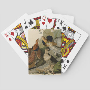 Audubons Gemälde eines Trios aus Ruffed Grouse Spielkarten