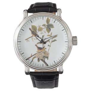 Audubon's Maryland Yellowthroat Vögel mit Blume Armbanduhr