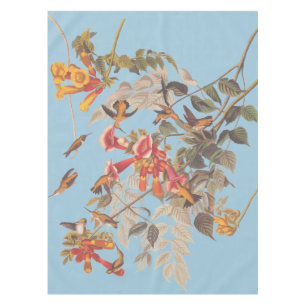 Audubon's Ruby Throated Hummingbirds and Blume Tischdecke