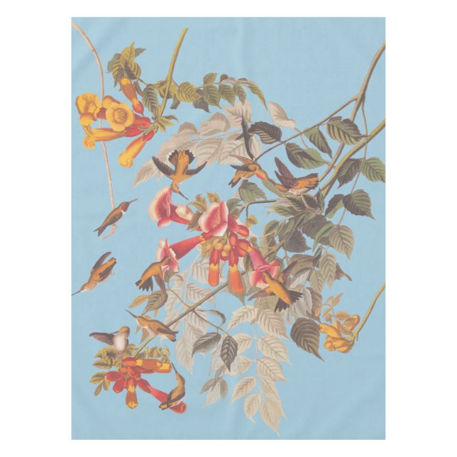 Audubon's Ruby Throated Hummingbirds and Blume Tischdecke (Vorderseite)