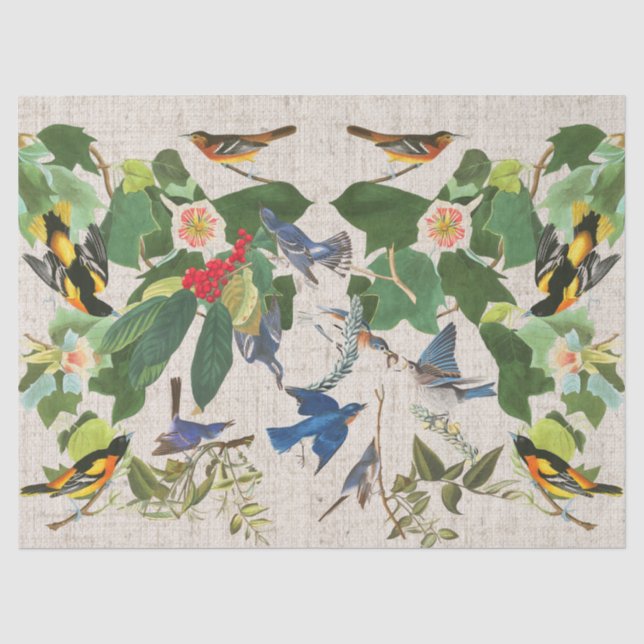 Audubons Vogel-Tier-Tierblumenseidenpapier Seidenpapier (Vorderseite)