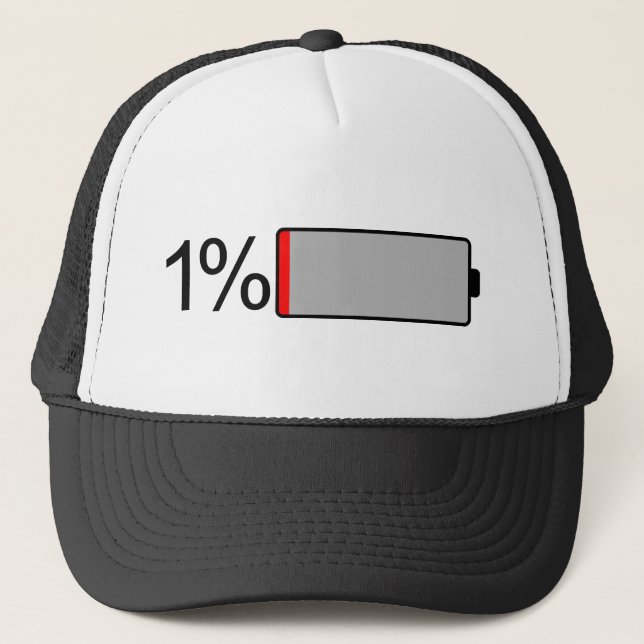 Auf 1 % Verlassen Akku abkühlen Truckerkappe (Vorderseite)