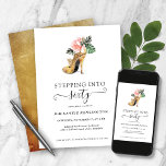 Auf 60 schicke, blumige Heelse zum Geburtstag Einladung<br><div class="desc">Moderne, elegante, "Stepping in 60" Chic Floral Gold Heelse Geburtstagsparty Einladung mit unserer glamourösen, glänzenden Aquarellgolden High Heel umgeben von rosa und grünen tropischen Blume. Der Hintergrund ist eine luxuriöse Aquarellgoldwäsche. Einfach mit Ihren Informationen für eine einfach elegante 60. Geburtstagsfeier. Bitte kontaktieren Sie uns unter cedarandstring@gmail.com , wenn Sie Hilfe...</div>