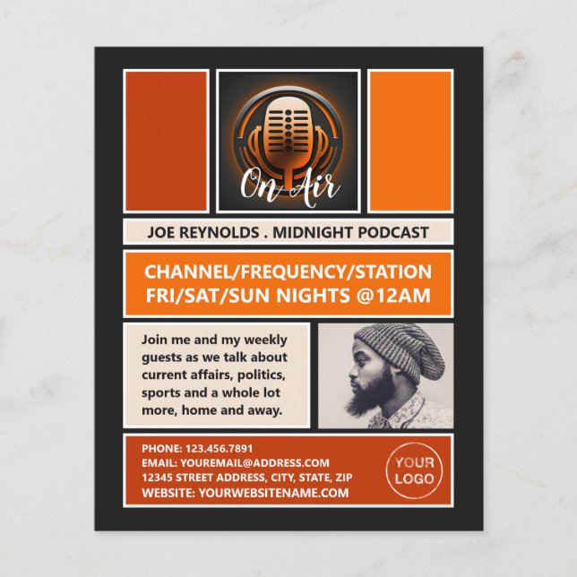 Auf Air Podcaster, Retro Podcast Werbung Flyer (Vorne)