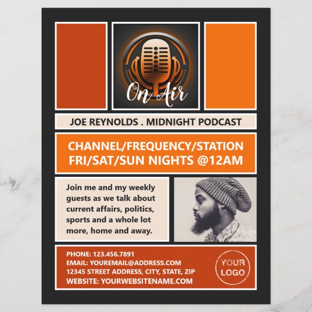 Auf Air Podcaster, Retro Podcast Werbung Flyer (Vorne)